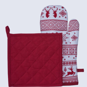 Cotton Drill Weave Oven Mitt & Pot Holder Set