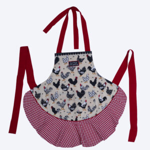 Printed Cotton Apron with Red Checked Frill