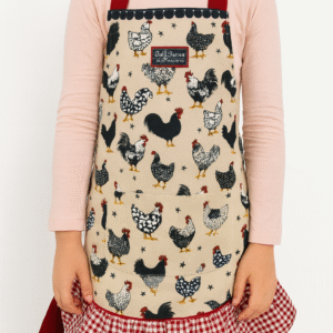 Printed Cotton Apron with Red Checked Frill