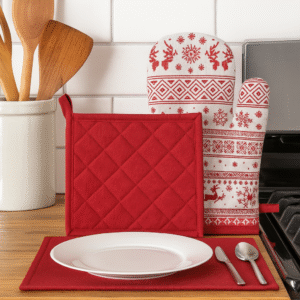 Cotton Drill Weave Oven Mitt & Pot Holder Set