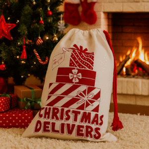 Christmas Cotton Drawstring Gift Bag