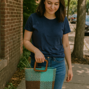 Handwoven Two-Tone Wire Basket